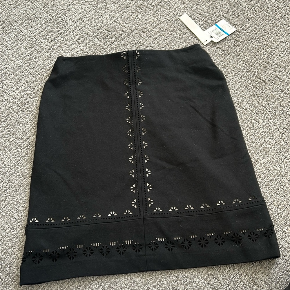 Amanda & Chelsea Black Pencil Skirt with Geometric Cutout Design (NEW with tags)